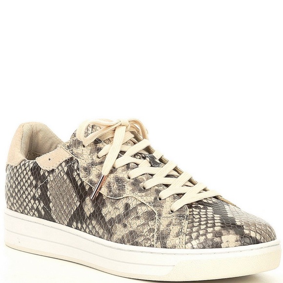 NEW Michael Kors Keating Lace-Up Light Sand Snake - Picture 2 of 7